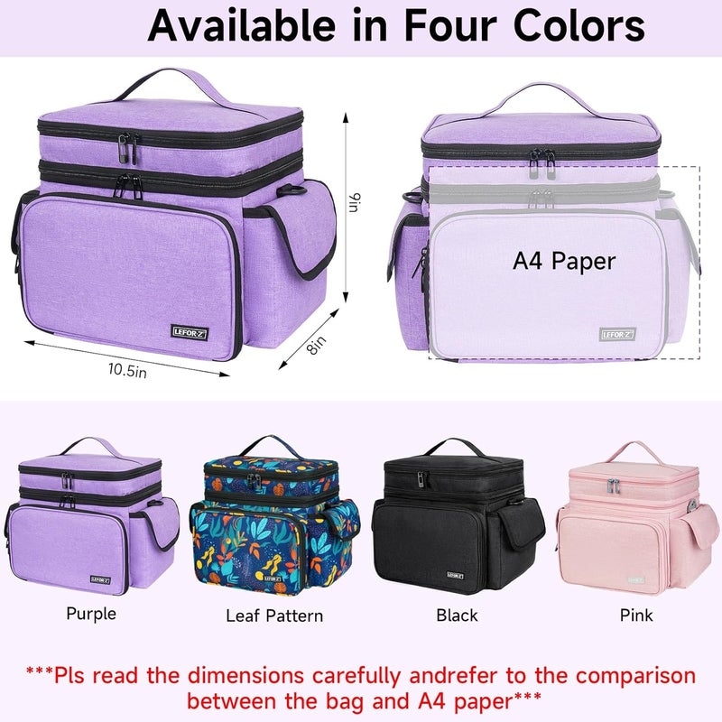 LEFORZ Sewing Supplies Organizer Storage Bag,Double-Layer Protable Travel Sewing Basket for Sew Accessories & Tools,Purple(Bag Only) - Image 2